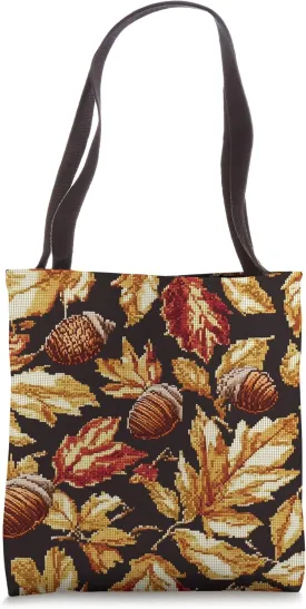 Seamless Pattern of Cozy Autumn Leaves and Acorns Tote Bag