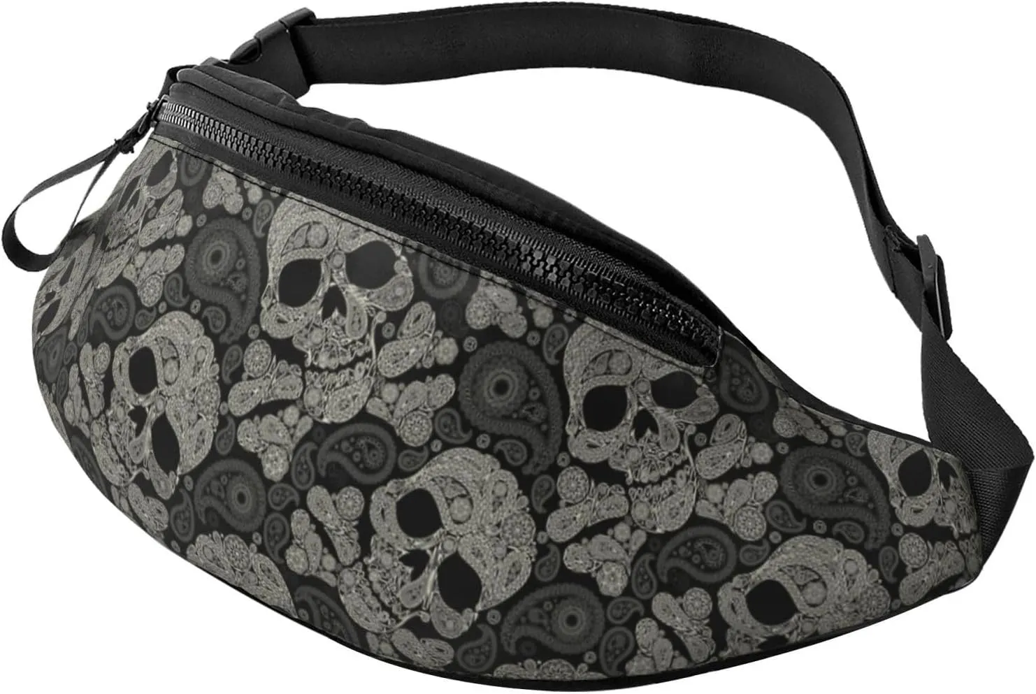 Skull Paisley Halloween Fashion Casual Fanny Pack Waist Bag Men Women Adjustable Belt Waist Bag For Travel Hiking Cycling Running Festival Carnival