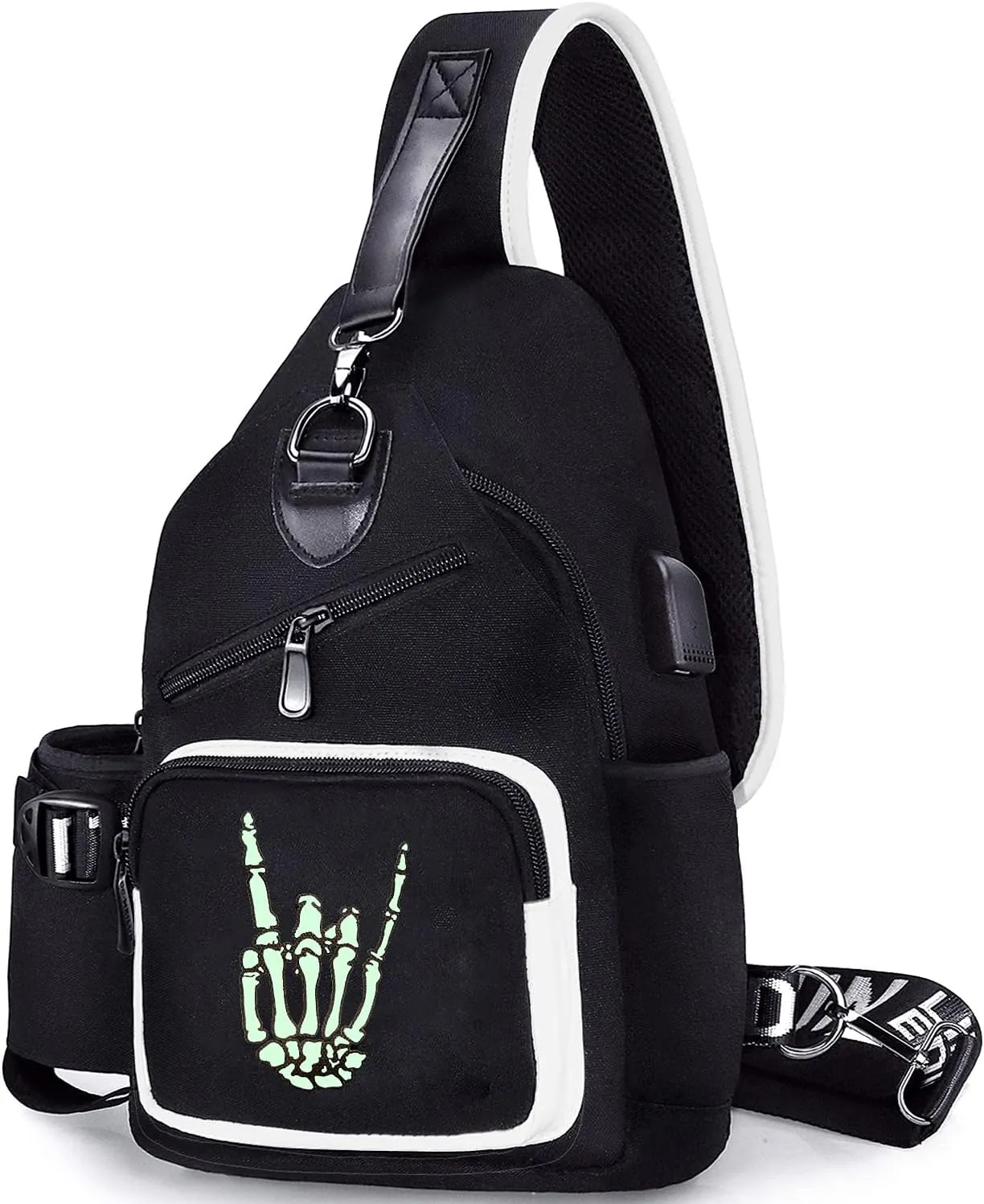Sling Bag for Boys with USB, Small Chest Pack with Side Pocket, Travel Shoulder Backpack