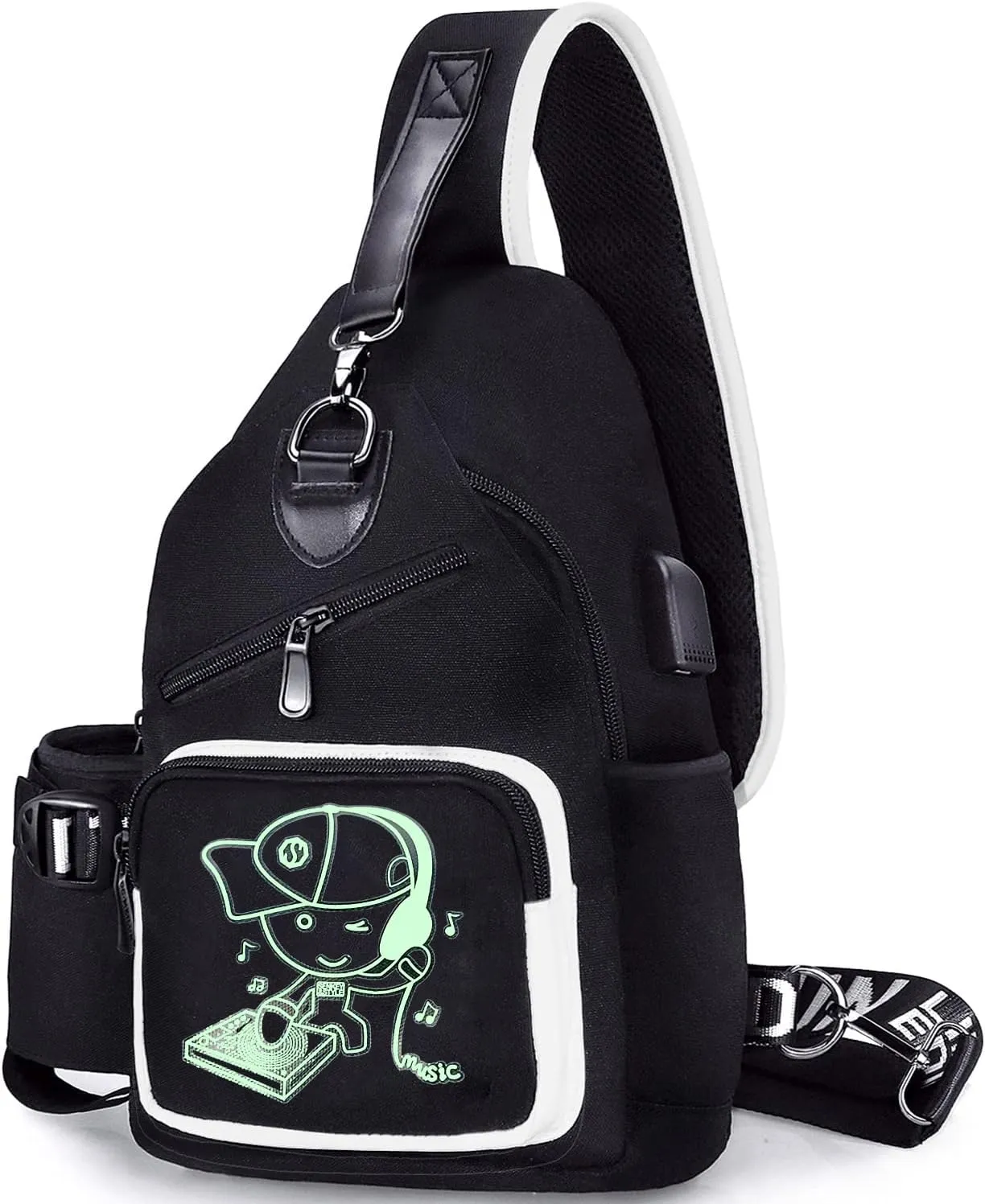 Sling Bag for Boys with USB, Small Chest Pack with Side Pocket, Travel Shoulder Backpack