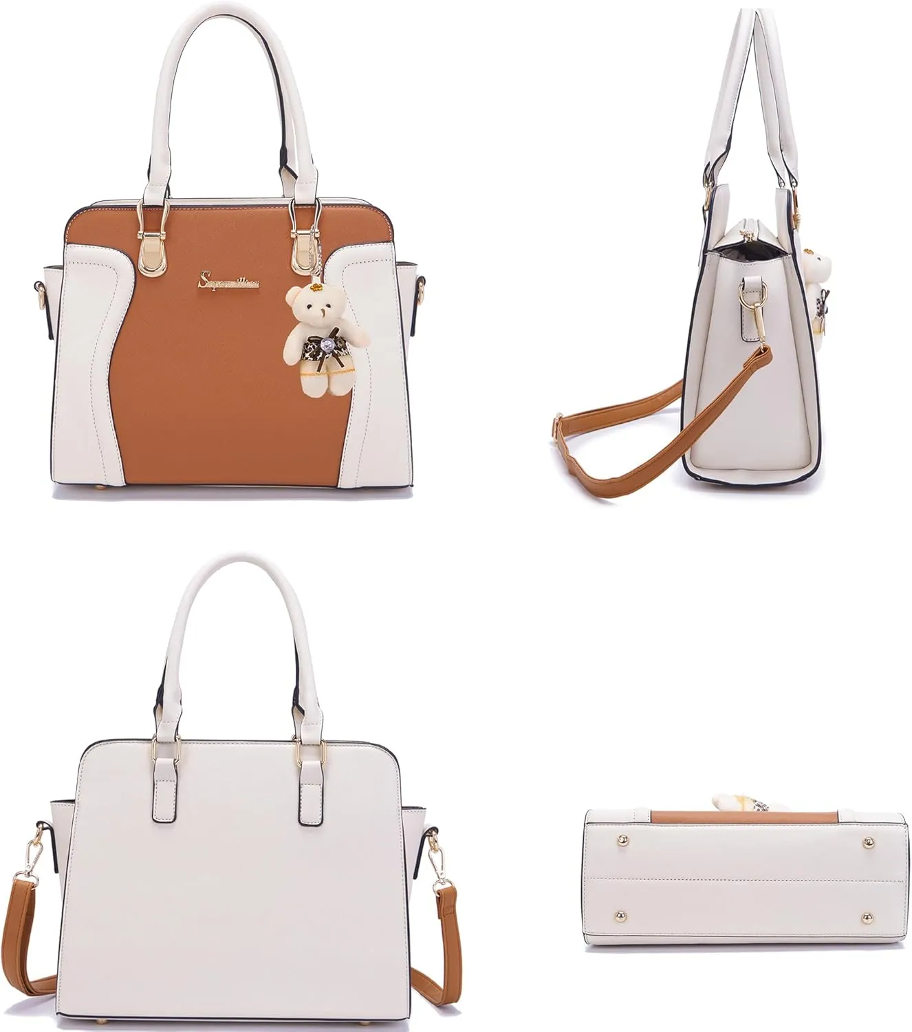 Soperwillton Purses for Women Crossbody Shoulder Handbags Top Handle Satchel Tote Bag Wallet Set 3pcs
