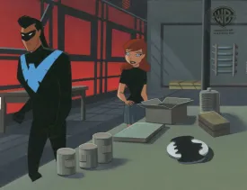 The New Batman Adventures Original Production Cel on Original Background: Nightwing and Barbara Gordon