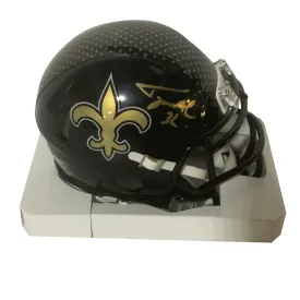 Tyrann Mathieu Autographed Saints On Field Alternate Black Mini Helmet