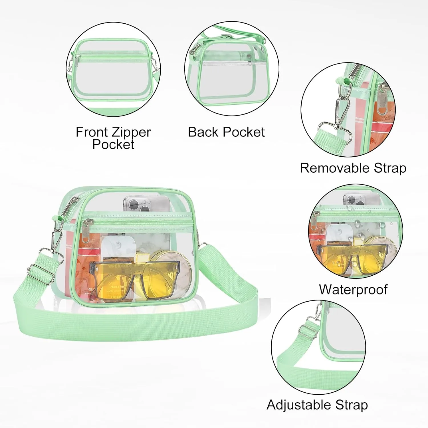 USPECLARE Clear Bag for Stadium Events Clear Purse for Women and Men for Sports Events Concerts Festivals