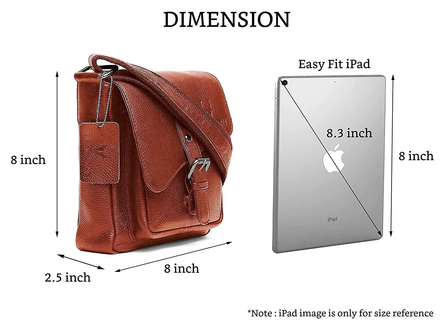 WILDHORN® Original Leather 9 inch Sling Bag for Men I Multipurpose Crossbody Bag I Travel Bag with Adjustable Strap I DIMENSION: L- 8 inch H- 9 inch W- 3 inch