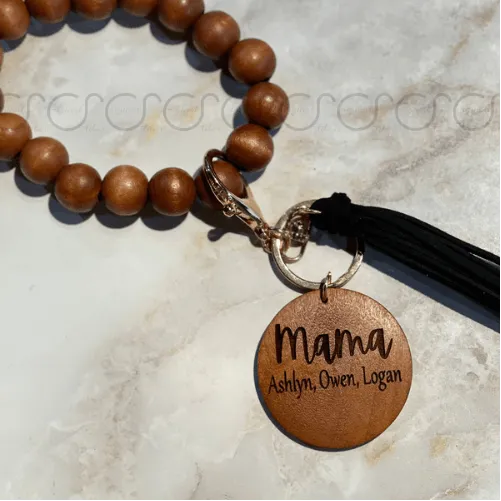 Wooden Wristlet/Bracelet with customizable disc