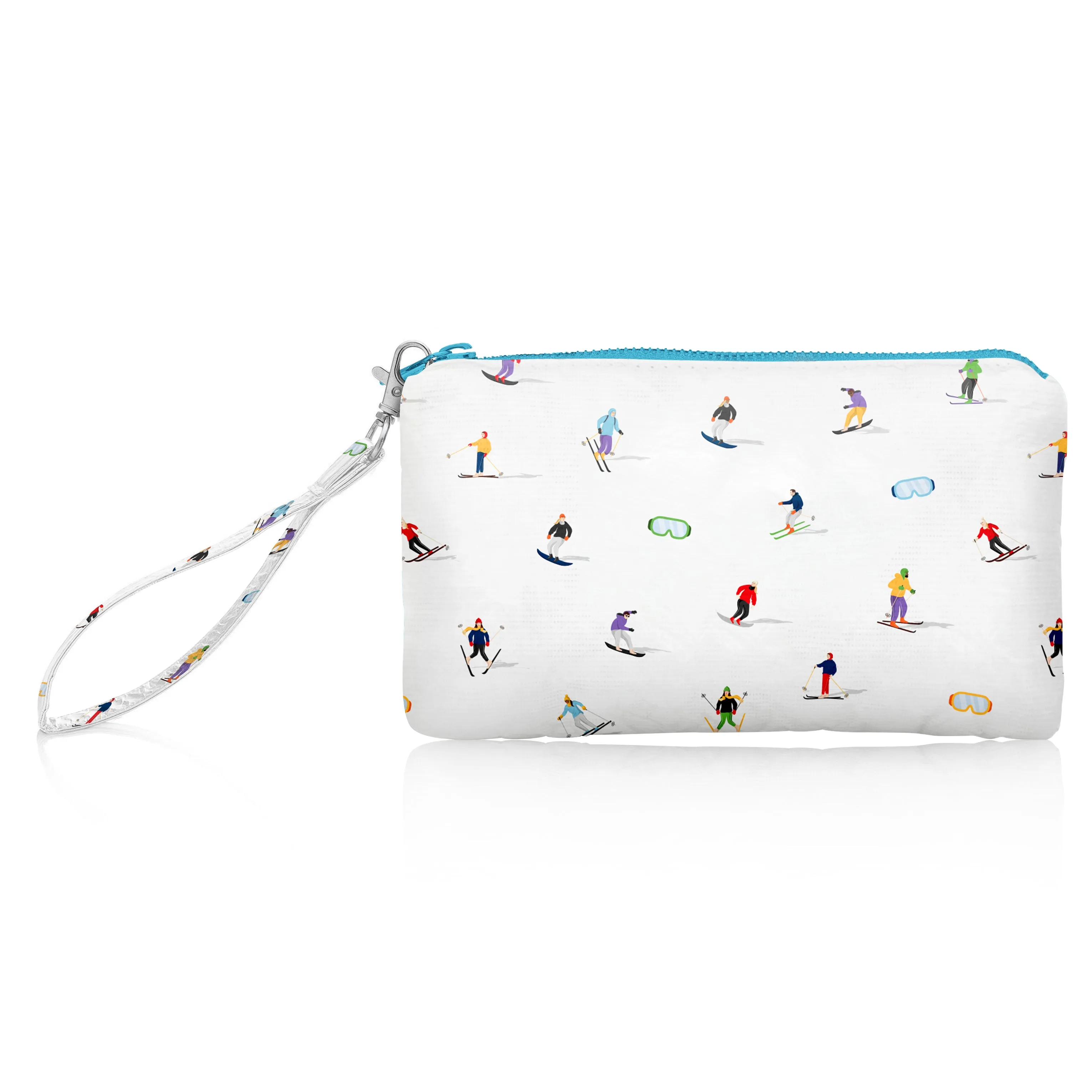 Zip Wristlet - Dancing Skiers with Goggles