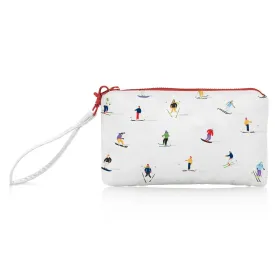 Zip Wristlet in Dancing Skiers with Red Zipper
