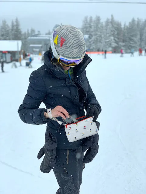 Zip Wristlet in Dancing Skiers with Red Zipper